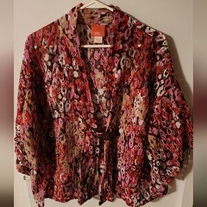 Hearts Of Palm Colorful Floral Kimono Cardigan
